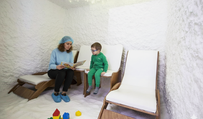 Seduta di haloterapia per bambini a Gravina con lettura e gioco